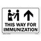 Signmission Public Safety, 10" Height, Rigid Plastic, 14" x 10", This Way for Immunization Up Arrow OS-NS-P-1014-22656 - alternate 1